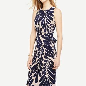 Ann Taylor Petite 12P Leaf Petal Peplum Sheath Sleeveless Dress